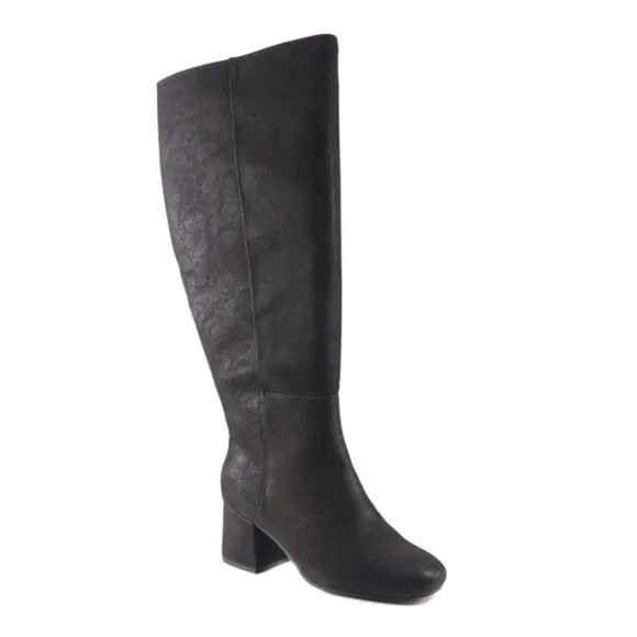Stylish Women's Extra Wide Calf Dress Boots - Comfortable 2 1/2&quot; Stacked Heel