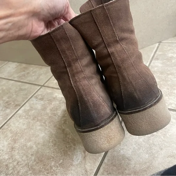 Sundance Ankle Boots 38 -7.5 Bixby Brown Suede Leather Front Zip Womens Bootie