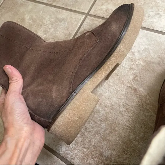 Sundance Ankle Boots 38 -7.5 Bixby Brown Suede Leather Front Zip Womens Bootie