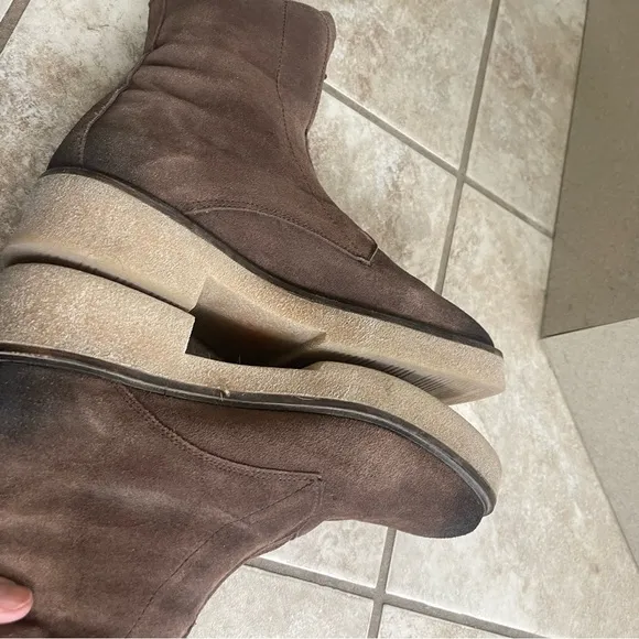 Sundance Ankle Boots 38 -7.5 Bixby Brown Suede Leather Front Zip Womens Bootie