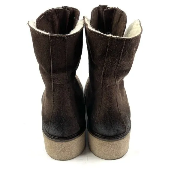 Sundance Bixby Ankle Boots 37 Brown Leather Front Zip Womens Bootie