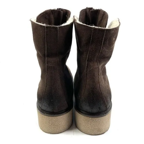 Sundance Bixby Ankle Boots 37 Brown Leather Front Zip Womens Bootie
