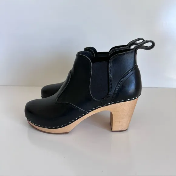 Swedish Hasbeens Toffel Chelsea Low Ankle Boots Black