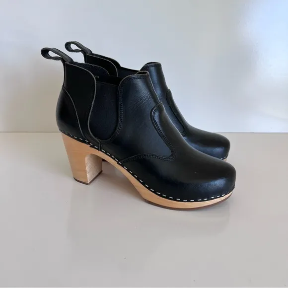Swedish Hasbeens Toffel Chelsea Low Ankle Boots Black