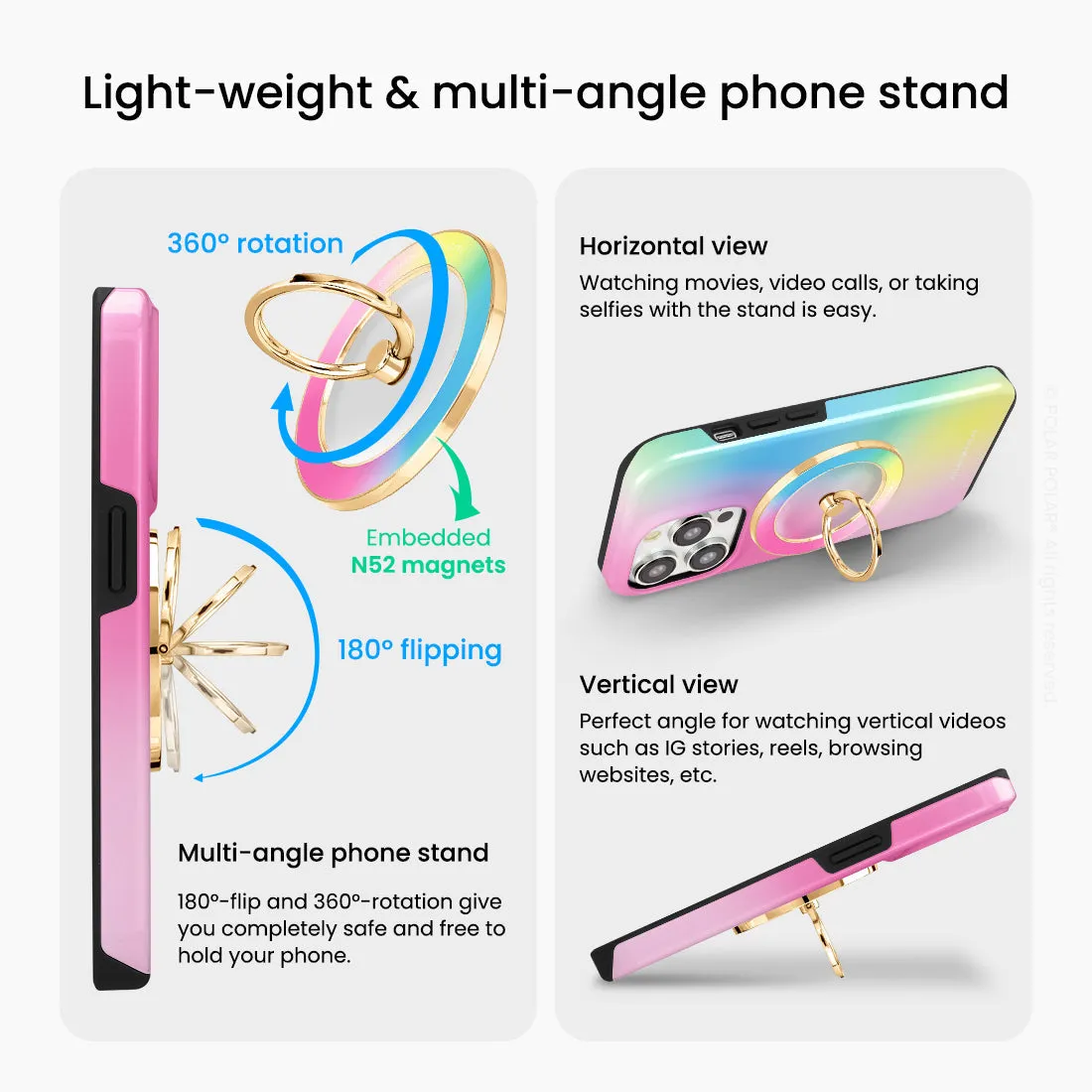 Sweet Dream Holo - Golden MagSafe Phone Grip and Ring Holder Stand