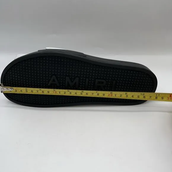 Sz 43/11 - Amiri Men’s Pool Beach Slides Sandals Flip Flops Logo Black White New