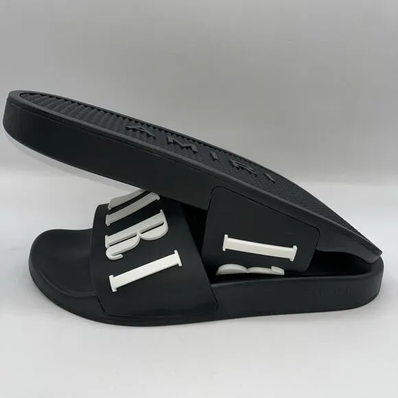 Sz 43/11 - Amiri Men’s Pool Beach Slides Sandals Flip Flops Logo Black White New