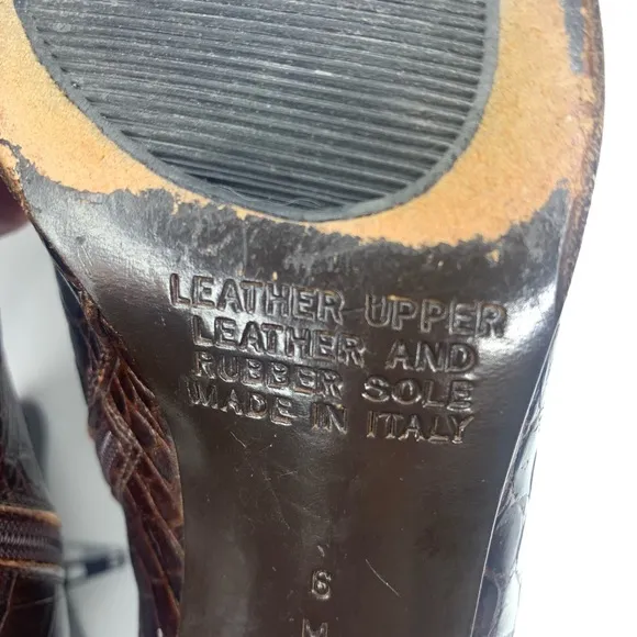 Talbots Embossed Leather Crocodile Snakeskin Ankle Boots