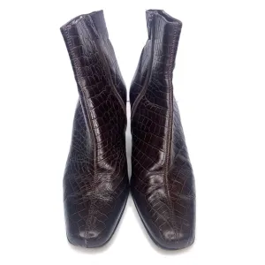 Talbots Embossed Leather Crocodile Snakeskin Ankle Boots