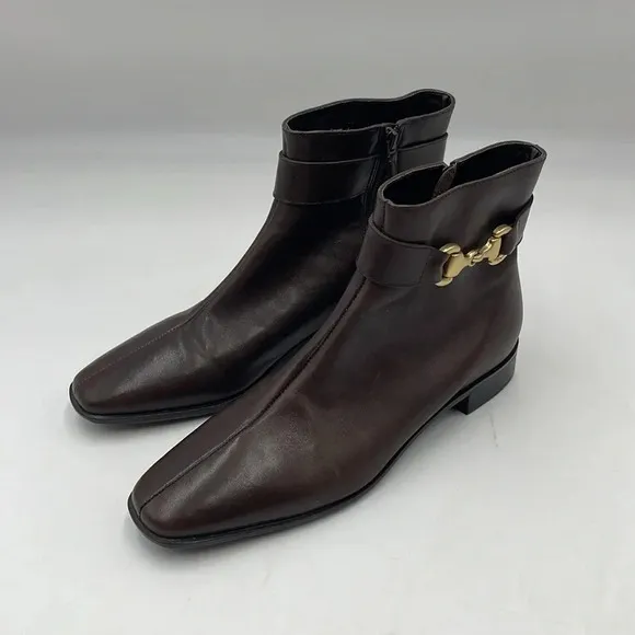 Talbots Lorro Mahogany Leather Ankle Boots