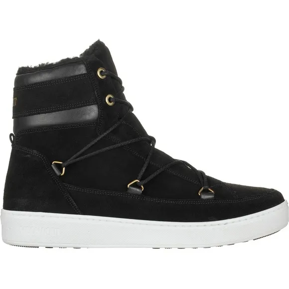 Tecnica Moon Boots Mercury High Paris Boot Black Suede Leather Faux Fur Size 10