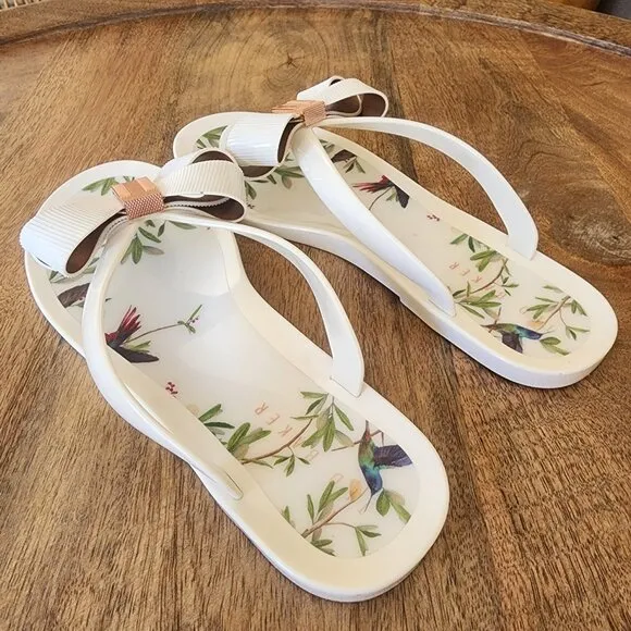 Ted Baker Suszie White Jelly Thong Flip Flop Sandals Womens 7.5
