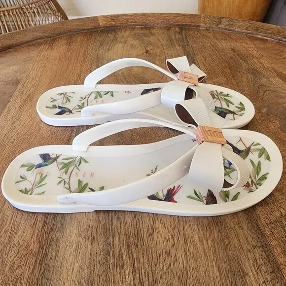 Ted Baker Suszie White Jelly Thong Flip Flop Sandals Womens 7.5