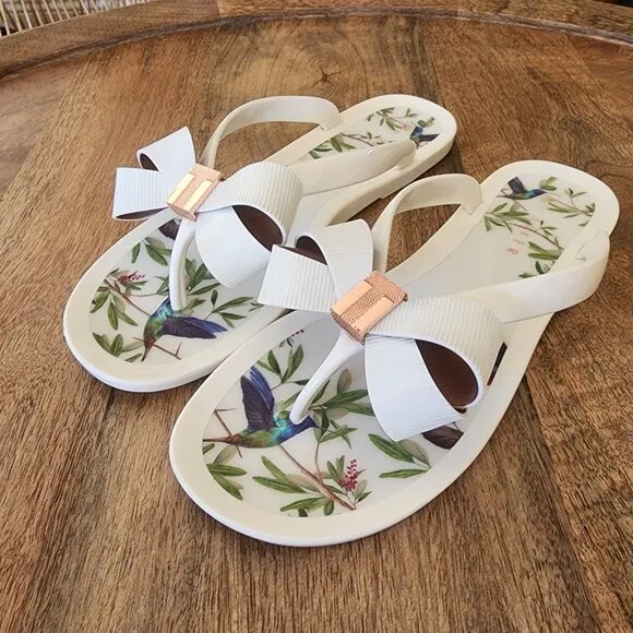 Ted Baker Suszie White Jelly Thong Flip Flop Sandals Womens 7.5