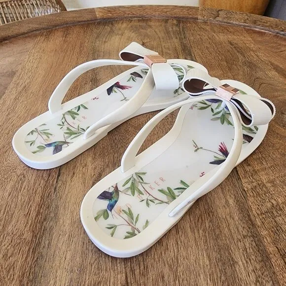 Ted Baker Suszie White Jelly Thong Flip Flop Sandals Womens 7.5