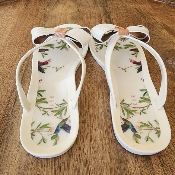 Ted Baker Suszie White Jelly Thong Flip Flop Sandals Womens 7.5