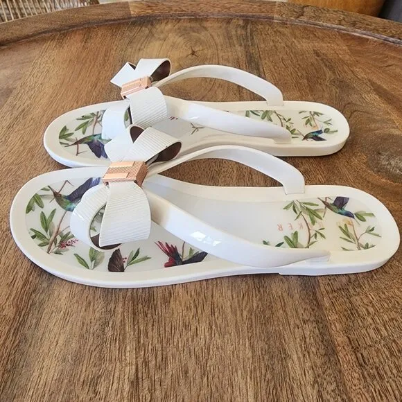 Ted Baker Suszie White Jelly Thong Flip Flop Sandals Womens 7.5