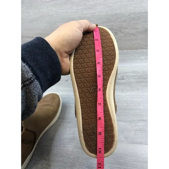 TEVA 1018196 Women Brown Leather Slip On Round Toe Ankle Chelsea Boots Size US 8