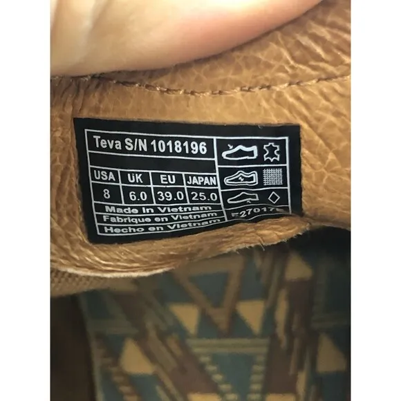 TEVA 1018196 Women Brown Leather Slip On Round Toe Ankle Chelsea Boots Size US 8