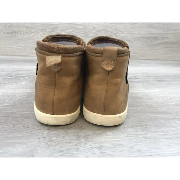 TEVA 1018196 Women Brown Leather Slip On Round Toe Ankle Chelsea Boots Size US 8