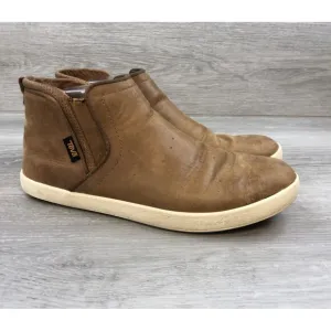 TEVA 1018196 Women Brown Leather Slip On Round Toe Ankle Chelsea Boots Size US 8