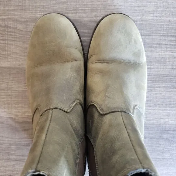 Teva Ellery Ankle Waterproof Distressed Leather Boots Olive Green Sz Women's 6.5