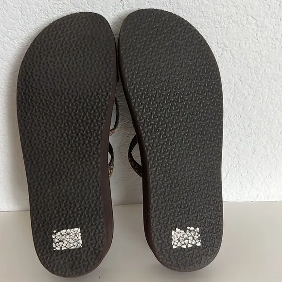 Teva Mandalyn Brown Strappy Wedge Platform Flip Flops Sandals  11