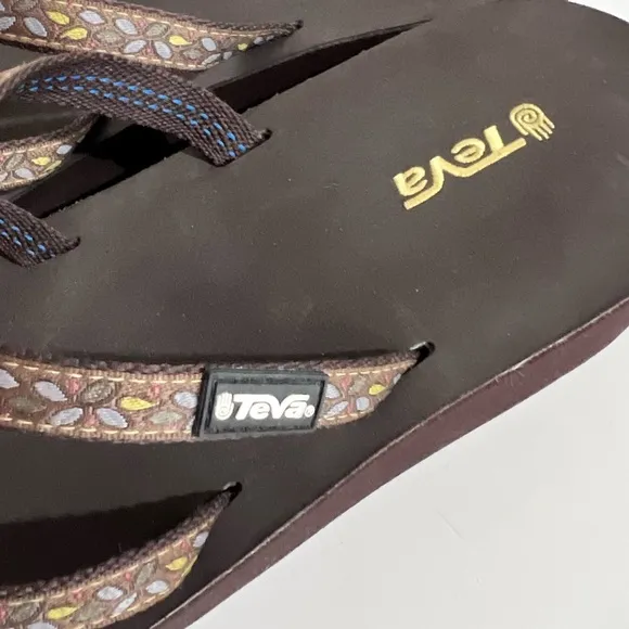 Teva Mandalyn Brown Strappy Wedge Platform Flip Flops Sandals  11