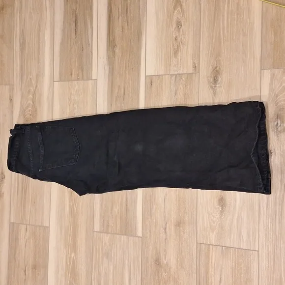 The Great. Dark Wash The Rider Relaxed Wide Leg Jeans 25