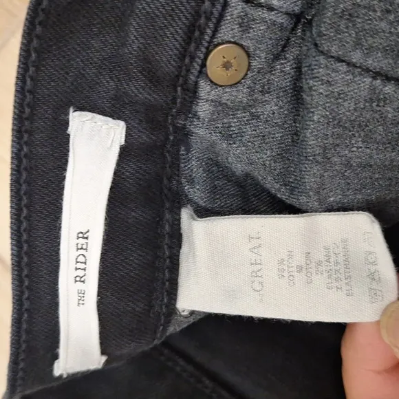 The Great. Dark Wash The Rider Relaxed Wide Leg Jeans 25
