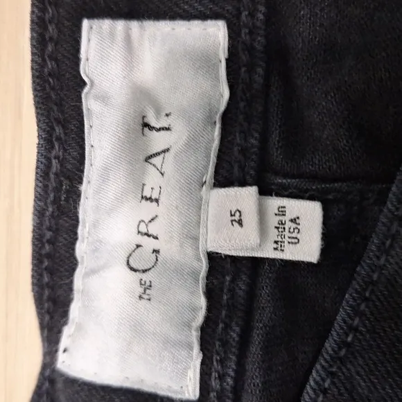 The Great. Dark Wash The Rider Relaxed Wide Leg Jeans 25