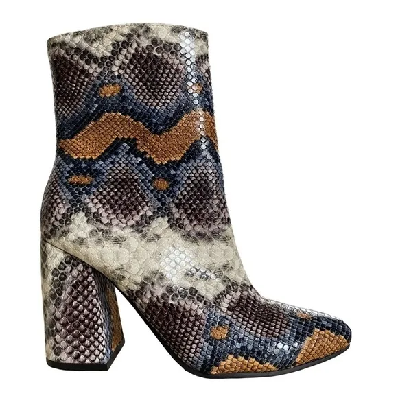 The Limited Erica Multicolor Snake Print Mid Calf Block Heel Boots Size 6