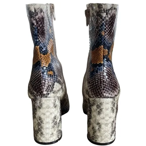 The Limited Erica Multicolor Snake Print Mid Calf Block Heel Boots Size 6