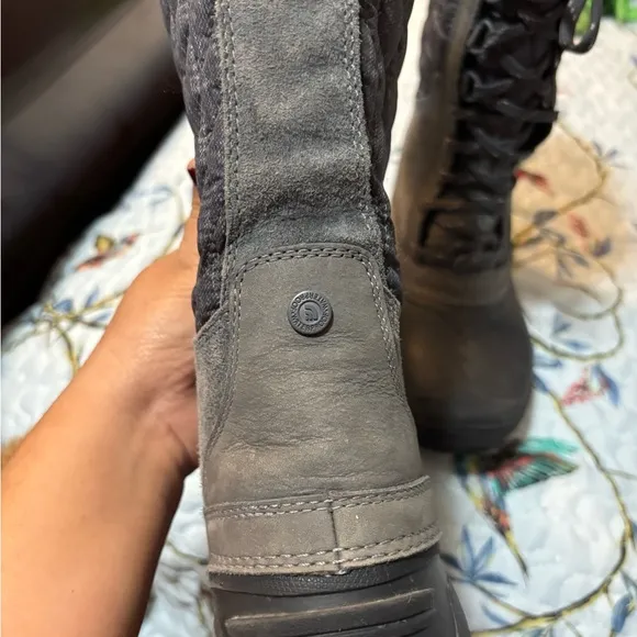 The North Face Gray Winter &amp; Rain Boots with Quilted Upper and Thick Rubber Sole