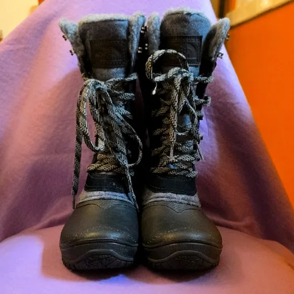 The North Face Gray Winter Boots with Fur Lining