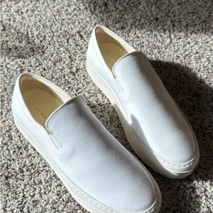 The Row White Dean slip on Canvas sneakers