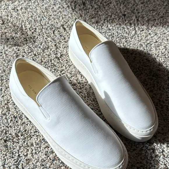 The Row White Dean slip on Canvas sneakers