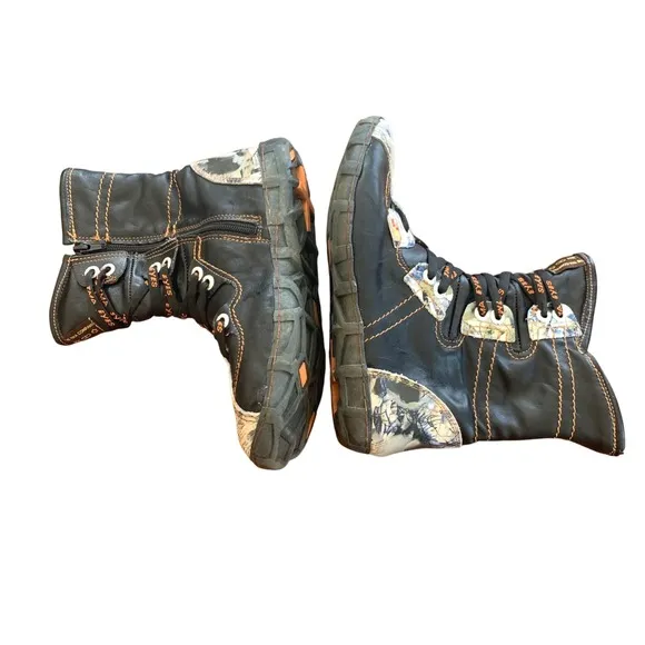The Tma Company Leather Boots Lace Up Ankle Black Newspaper Print EU39/US8