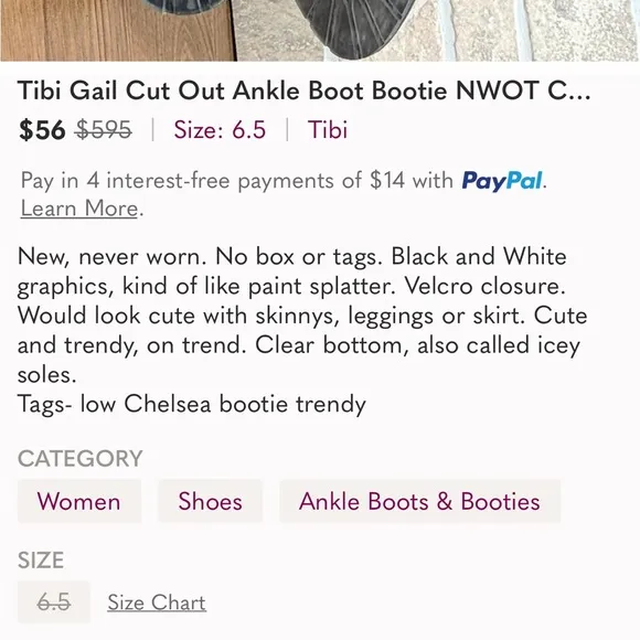 Tibi black &amp; white monochrome pointed toe strapped zip up cut-out ankle boots