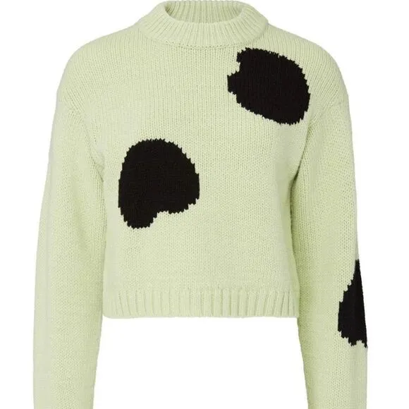 Tibi Polka Dot Intarsia Cropped Sweater – Size XS