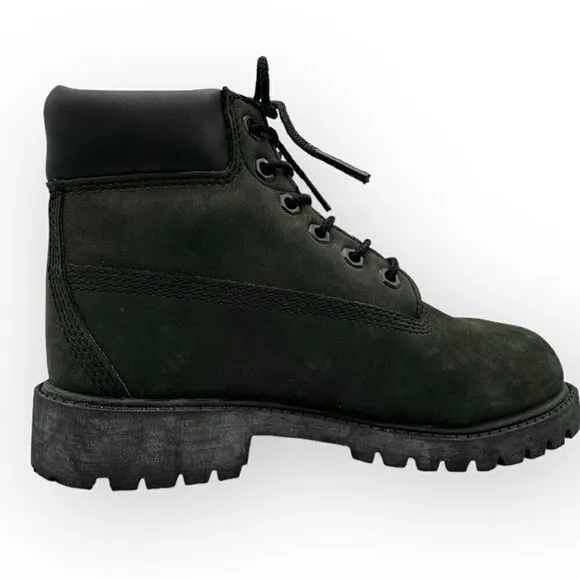 Timberland 12707 6&quot; Premium Waterproof Boots Shoes Dark Green/Black Youth 1 32.5