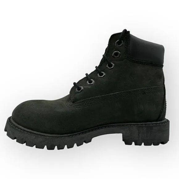 Timberland 12707 6&quot; Premium Waterproof Boots Shoes Dark Green/Black Youth 1 32.5