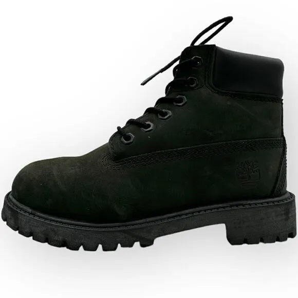 Timberland 12707 6&quot; Premium Waterproof Boots Shoes Dark Green/Black Youth 1 32.5