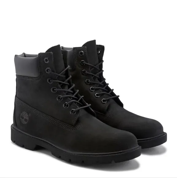 Timberland 6&quot; padded collar waterproof black suede leather boots sz 7.5