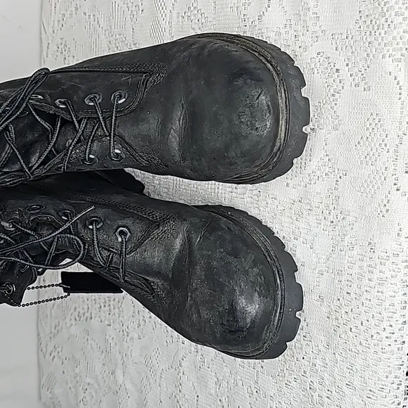 Timberland 6&quot; padded collar waterproof black suede leather boots sz 7.5