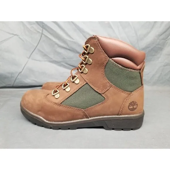 Timberland Boys Field Boot 6 Inch Waterproof Brown Green Size 5.5 NEW NO BOX!