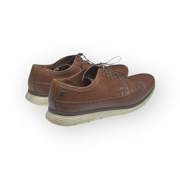 Timberland ✪ Brogue Oxford Wingtip Edgy Leather Lace Up Shoes ✪ Dark Tan Brown