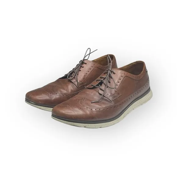Timberland ✪ Brogue Oxford Wingtip Edgy Leather Lace Up Shoes ✪ Dark Tan Brown