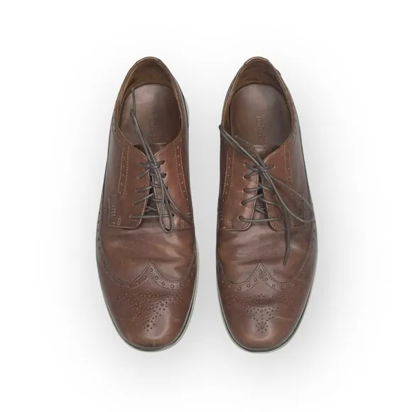 Timberland ✪ Brogue Oxford Wingtip Edgy Leather Lace Up Shoes ✪ Dark Tan Brown
