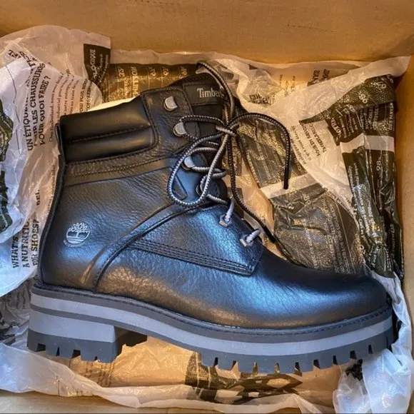 Timberland Courmayeur Valley Mid Lace Black Waterproof Boots Shoes 9 9.5 NEW